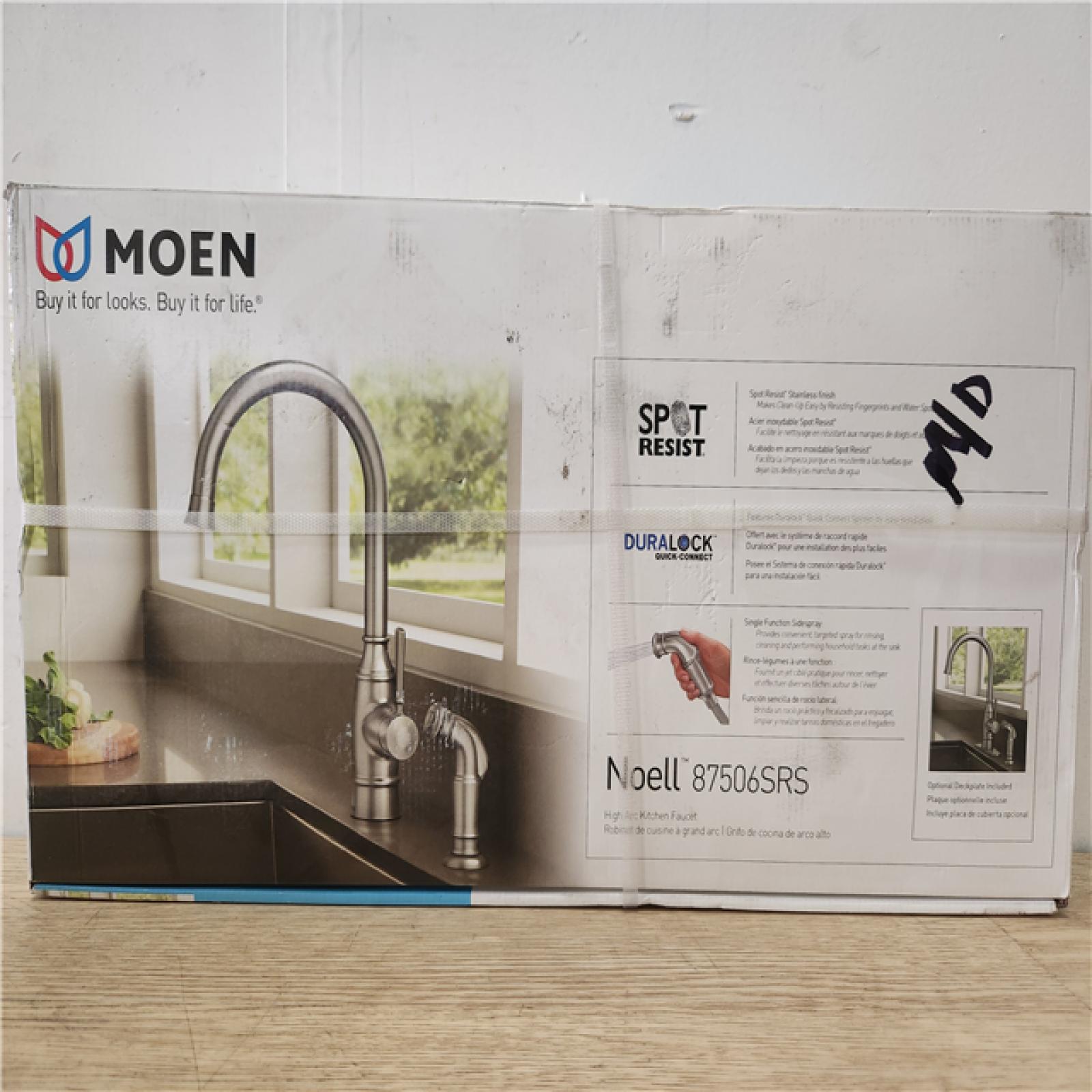 Phoenix Location MOEN Noell Single-Handle Standard Kitchen Faucet with Side Sprayer in Spot Resist Stainless