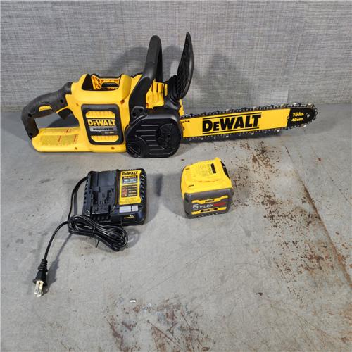 HOUSTON LOCATION - AS-IS DEWALT  FLEXVOLT 60V MAX 16in. Brushless Cordless Battery Powered Chainsaw Kit with (1) FLEXVOLT 2 Ah Battery & Charger