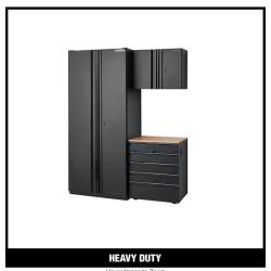 DALLAS LOCATION - Husky 3-Piece Heavy Duty Welded Steel Garage Storage System in Black (64 in. W x 81 in. H x 24 in. D)