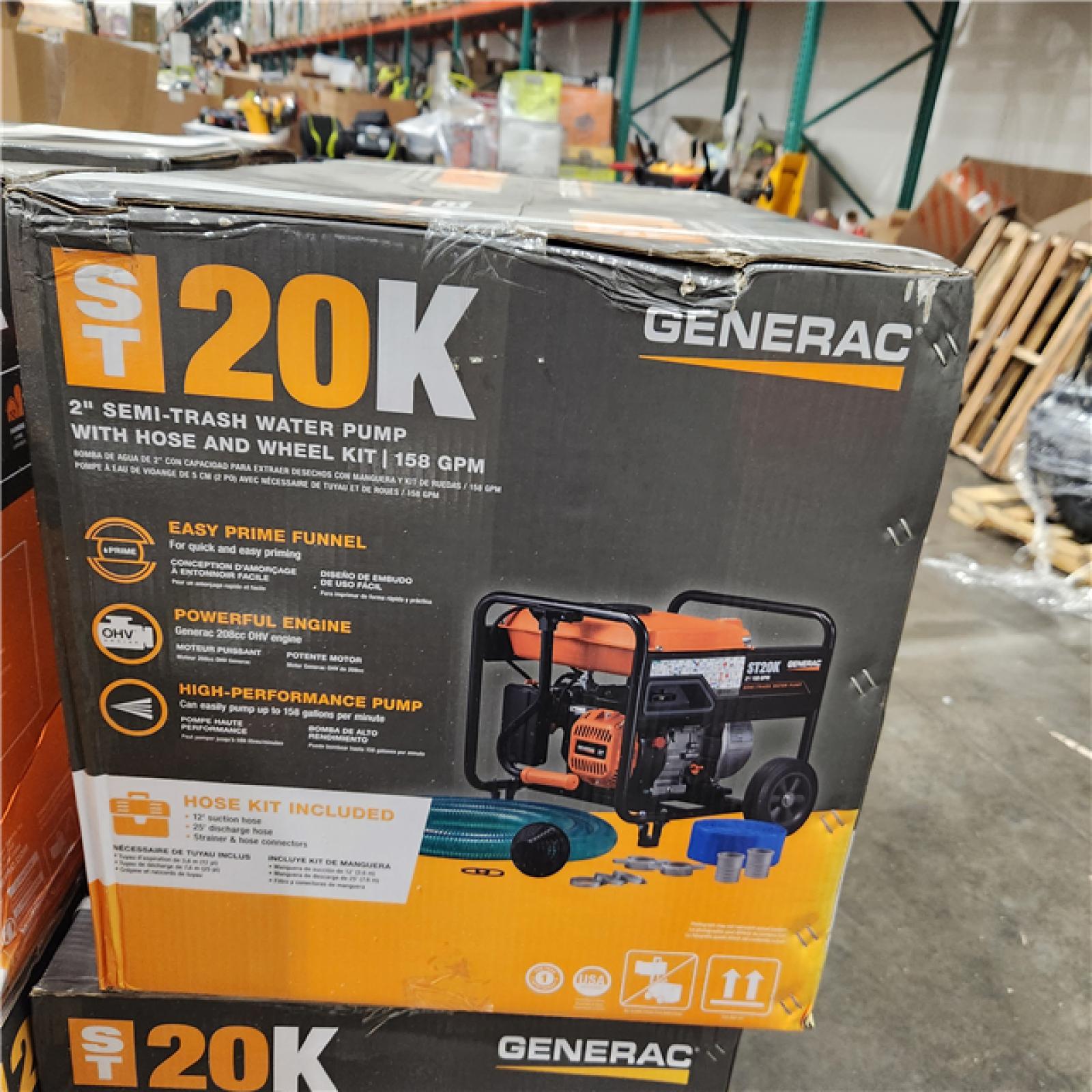 Dallas Location - NEW- Generac® 5 HP Gas Powered 2 Semi-Trash Water Pump Kit