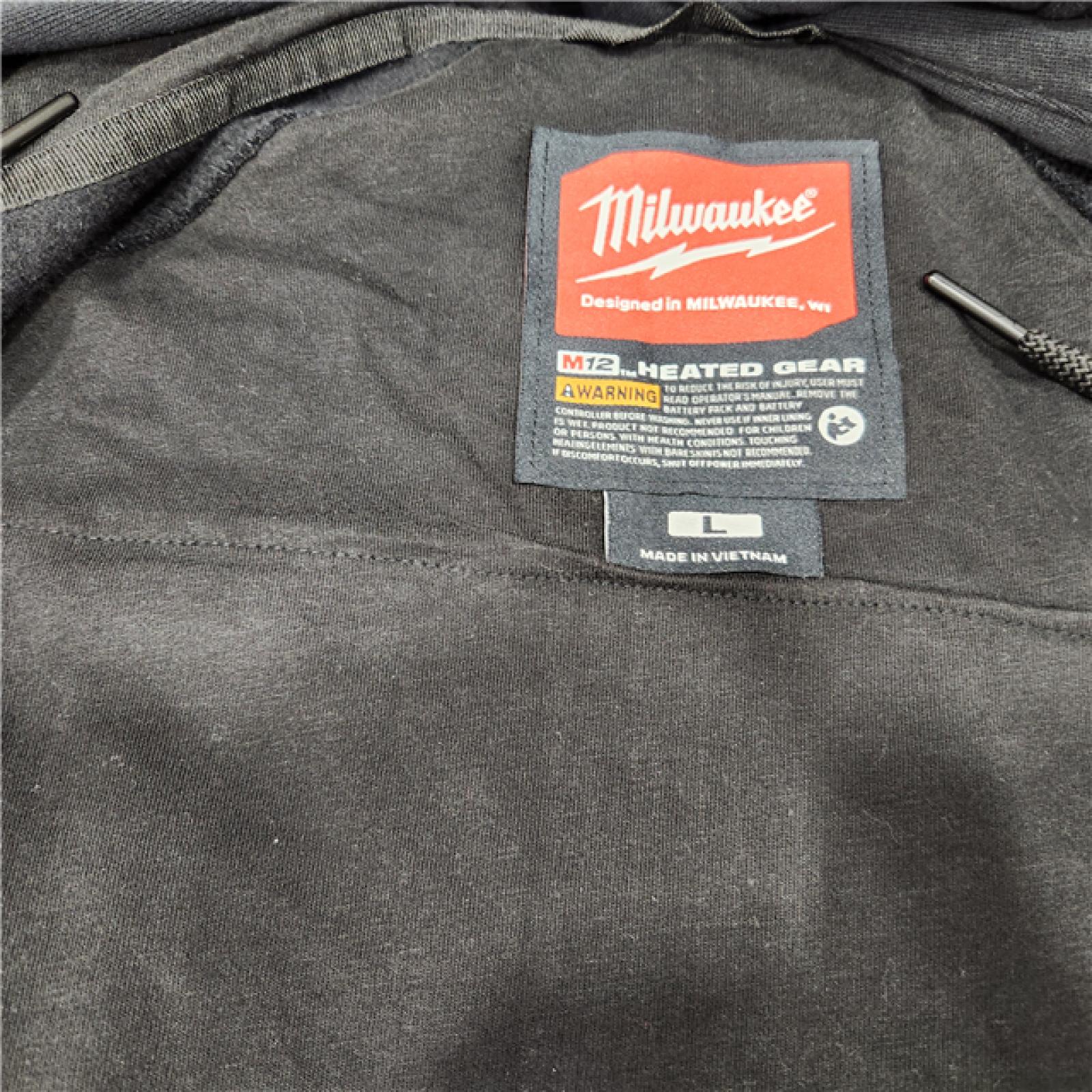 AS IS Milwaukee 306B-21L 12V Heated Hoodie Kit Black (Large) with 2.0Ah Lithium Ion Battery & Charger