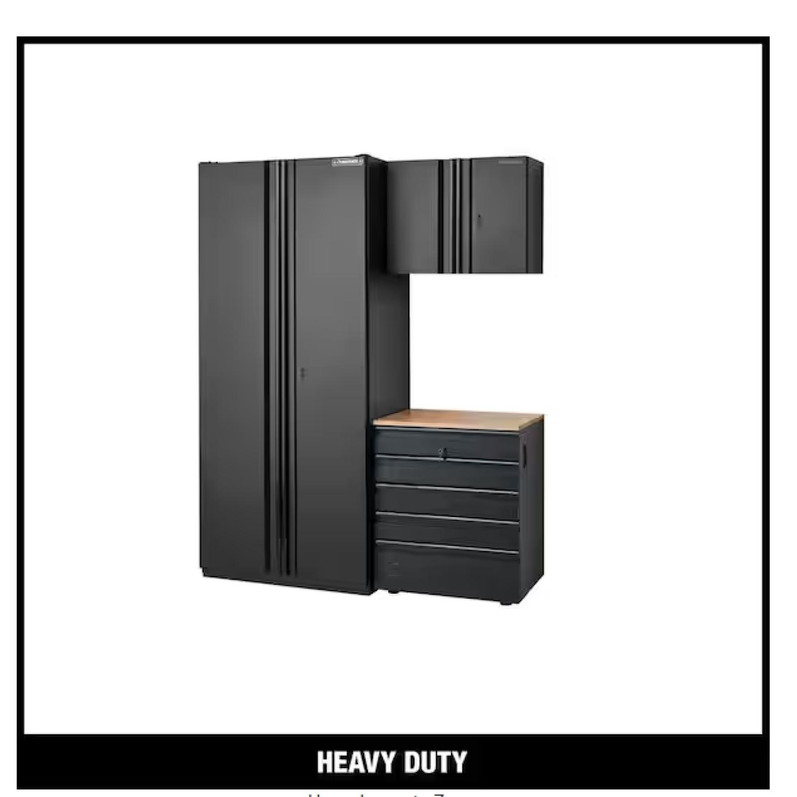 DALLAS LOCATION - Husky 3-Piece Heavy Duty Welded Steel Garage Storage System in Black (64 in. W x 81 in. H x 24 in. D)