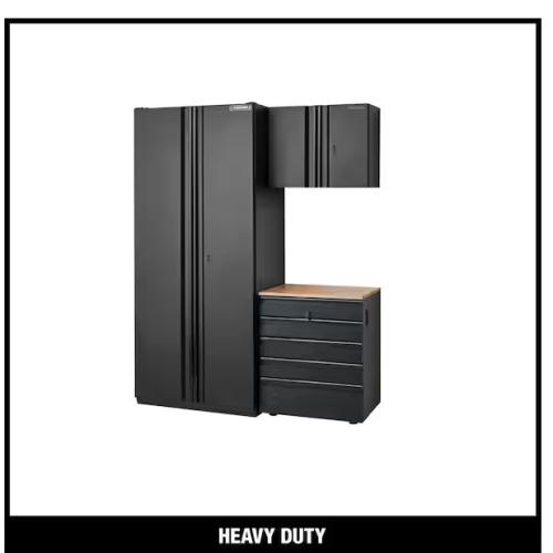 DALLAS LOCATION - Husky 3-Piece Heavy Duty Welded Steel Garage Storage System in Black (64 in. W x 81 in. H x 24 in. D)