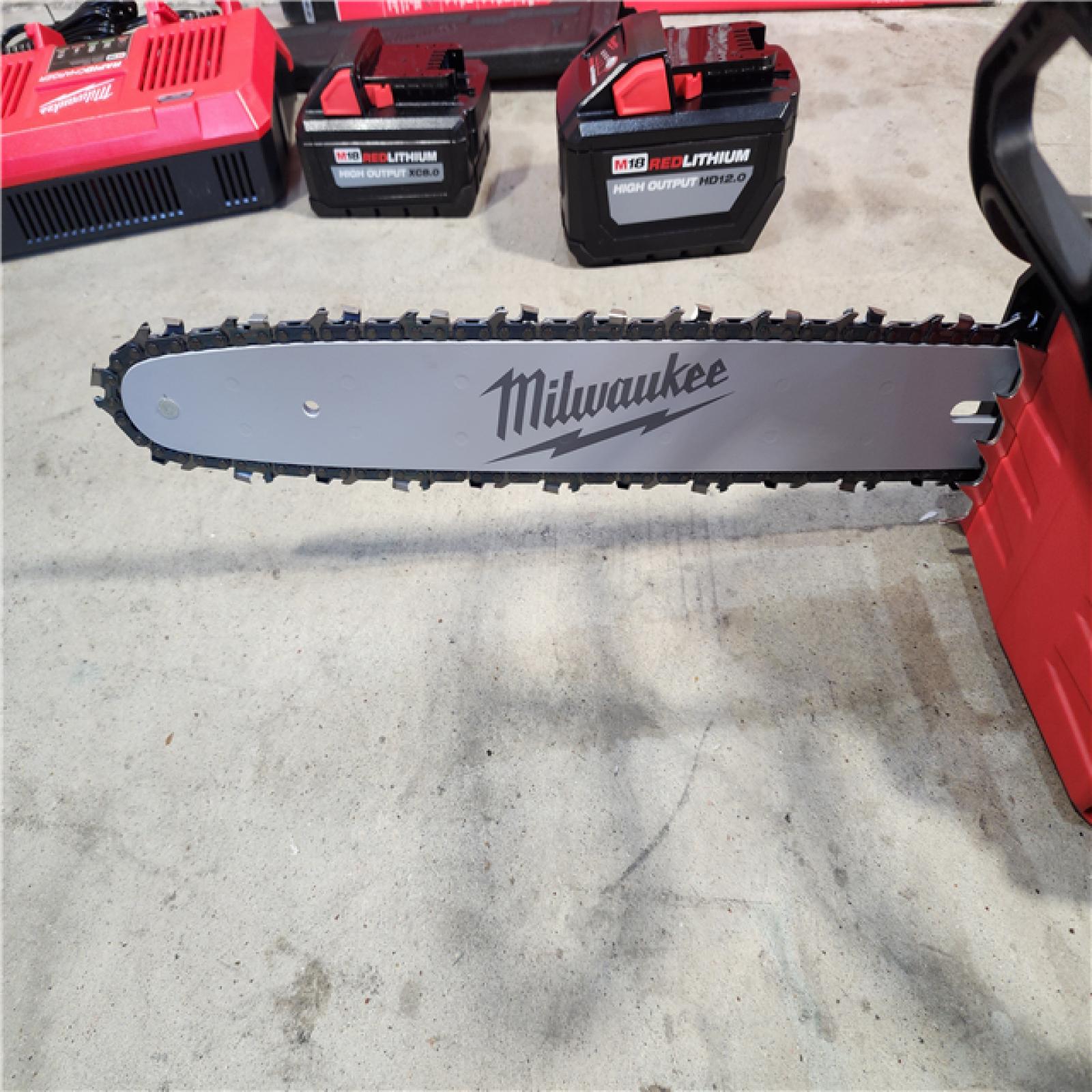 HOUSTON LOCATION - AS-IS (APPEARS LIKE NEW) M18 FUEL 14 in. 18V Lithium-Ion Brushless Battery Top Handle Chainsaw Kit with 8.0 Ah, 12 Ah Battery & Rapid Charger