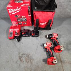 HOUSTON LOCATION - AS-IS M18 18-Volt Lithium-Ion Brushless Cordless Compact Hammer Drill/Impact Combo Kit (2-Tool) with (2) Batteries, Bag