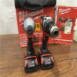 AS-ISMilwaukee M18 18V Cordless Brushed 2 Tool Drill/Driver and Impact Driver Kit