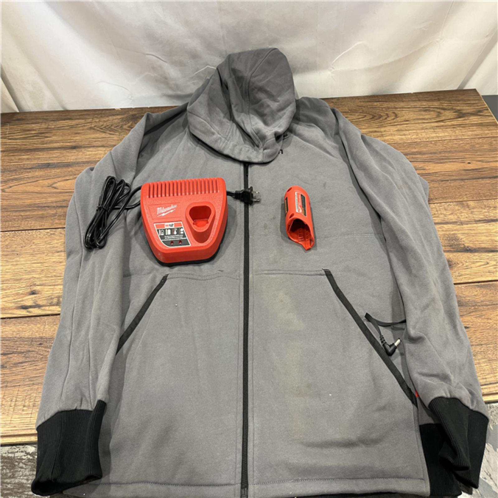 AS IS Milwaukee M12 12-Volt Cordless Gray Heated Jacket Hoodie Kit (X-Large)