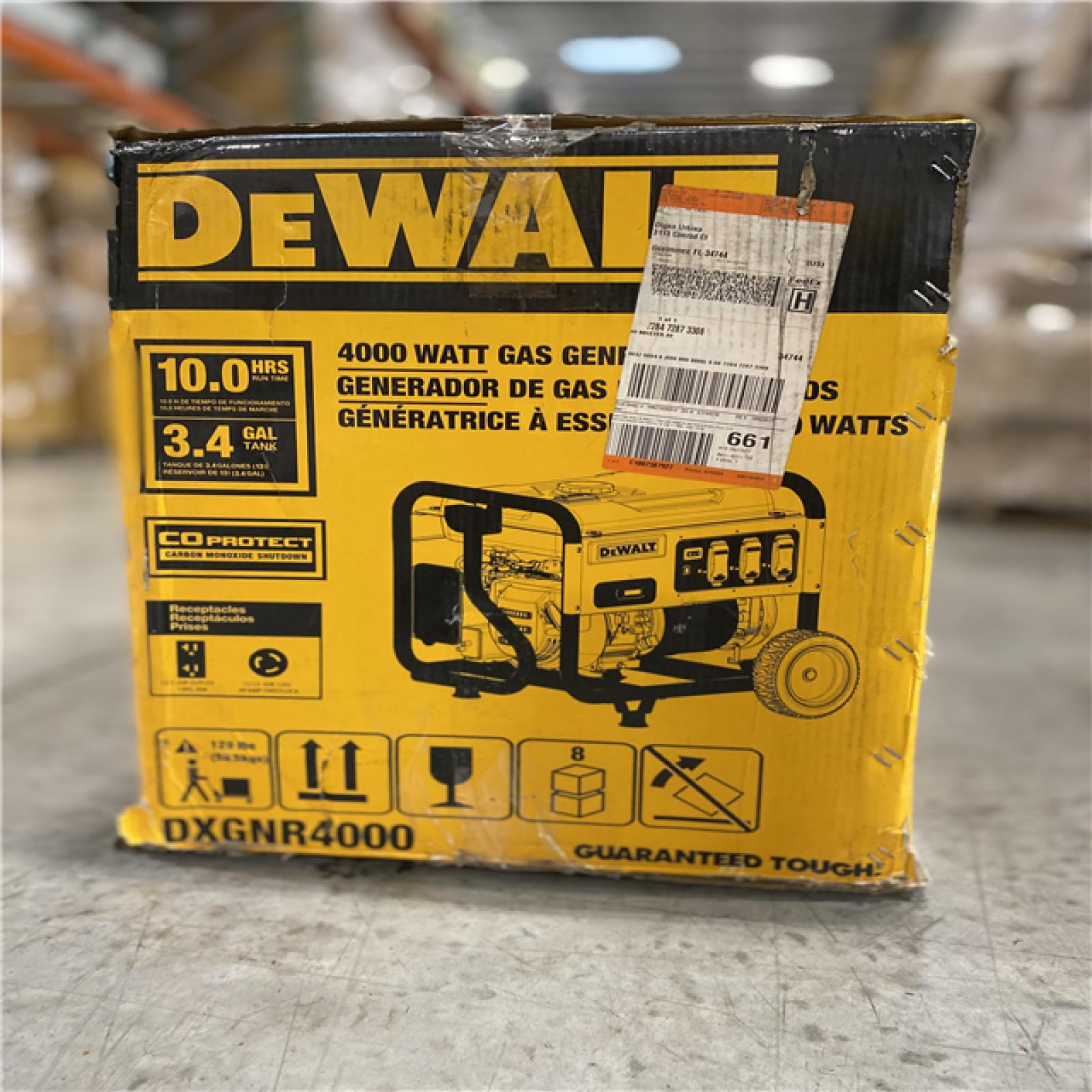 DALLAS LOCATION - DEWALT 4000-Watt Manual Start Gas-Powered Portable Generator with Premium Engine, Covered Outlets and CO Protect