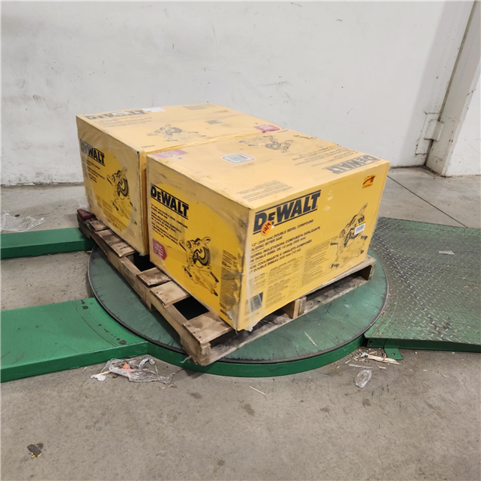 Dallas Location - NEW- DEWALT 15 Amp Corded 12 in. Double Bevel Sliding Compound Miter Saw, Blade Wrench and Material Clamp (Lot Of 2)