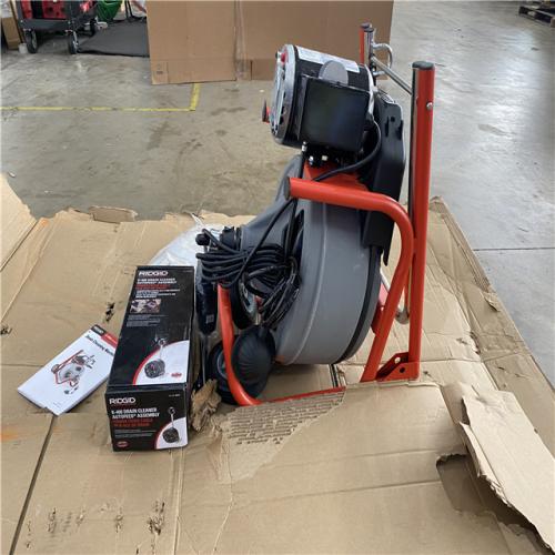 Houston Location - AS-IS Ridgid K 400 Drain Cleaning Snake Auger Machine C 45 IW 1/2 in. 75ft. Cable inside Drum plus 4 Piece Tool Set and Gloves