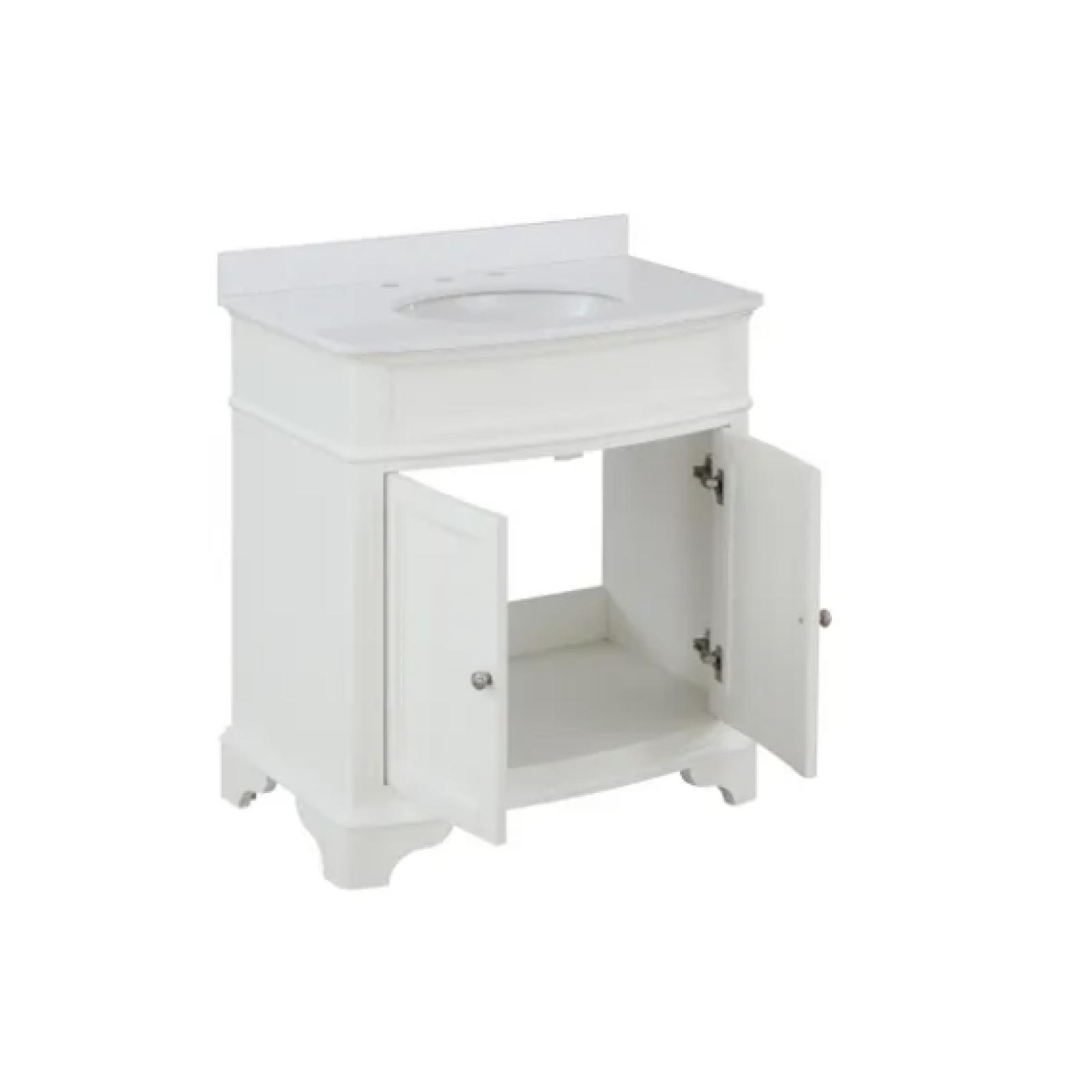 DALLAS LOCATION - Home Decorators Collection Terryn 31 in. Single Sink White Bath Vanity with White Cultured Marble Top - PALLET  (  2 UNITS )