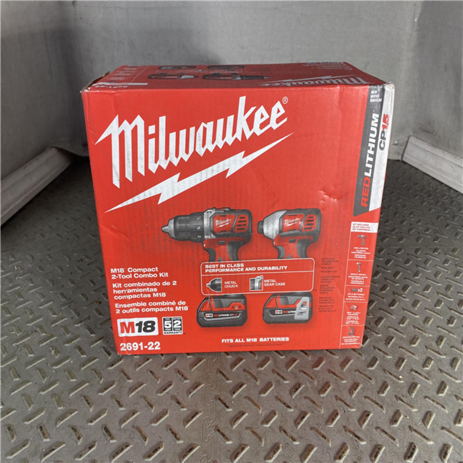 HOUSTON LOCATION - AS-IS Milwaukee M18 18V Cordless Brushed 2 Tool Drill/Driver and Impact Driver Kit