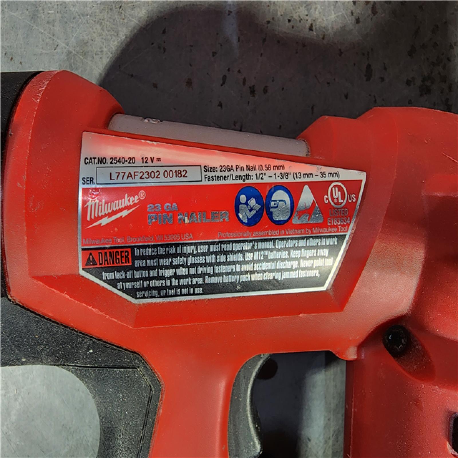 HOUSTON LOCATION - AS-IS Milwaukee 2540-20 12V 23 Gauge Cordless Pin Nailer (Tool Only)