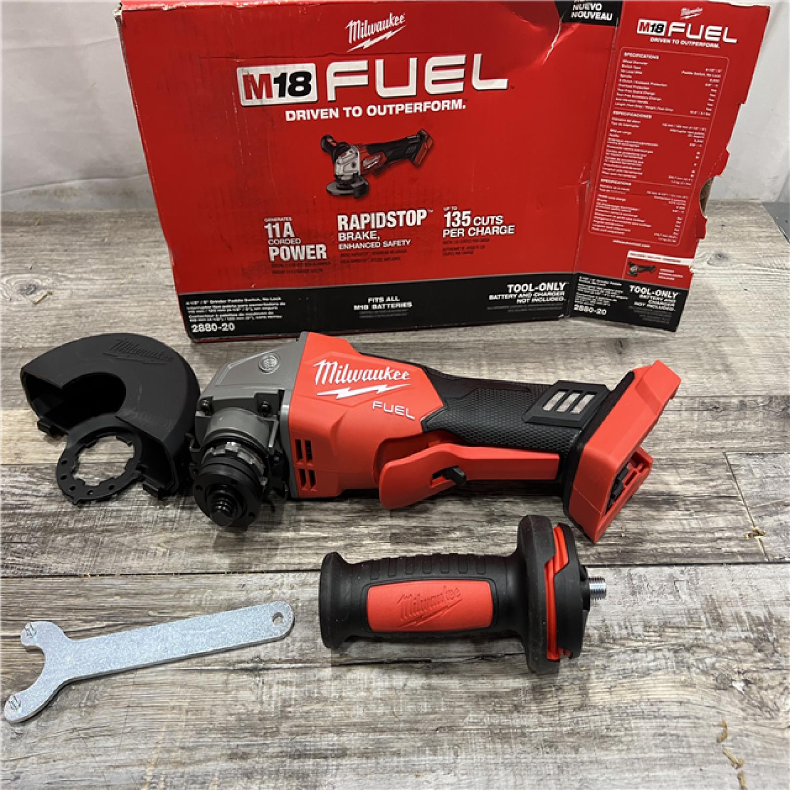 AS-IS Milwaukee 2880-20 M18 FUEL 18-Volt Lithium-Ion Brushless Cordless 4-1/2 in./5 in. Grinder W/Paddle Switch (Tool-Only)