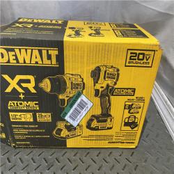 Houston location AS-IS DEWALT 20V MAX XR Cordless Drill/Driver, ATOMIC Impact Driver 2 Tool Combo Kit, (2) 2.0Ah Batteries, Charger, and Bag