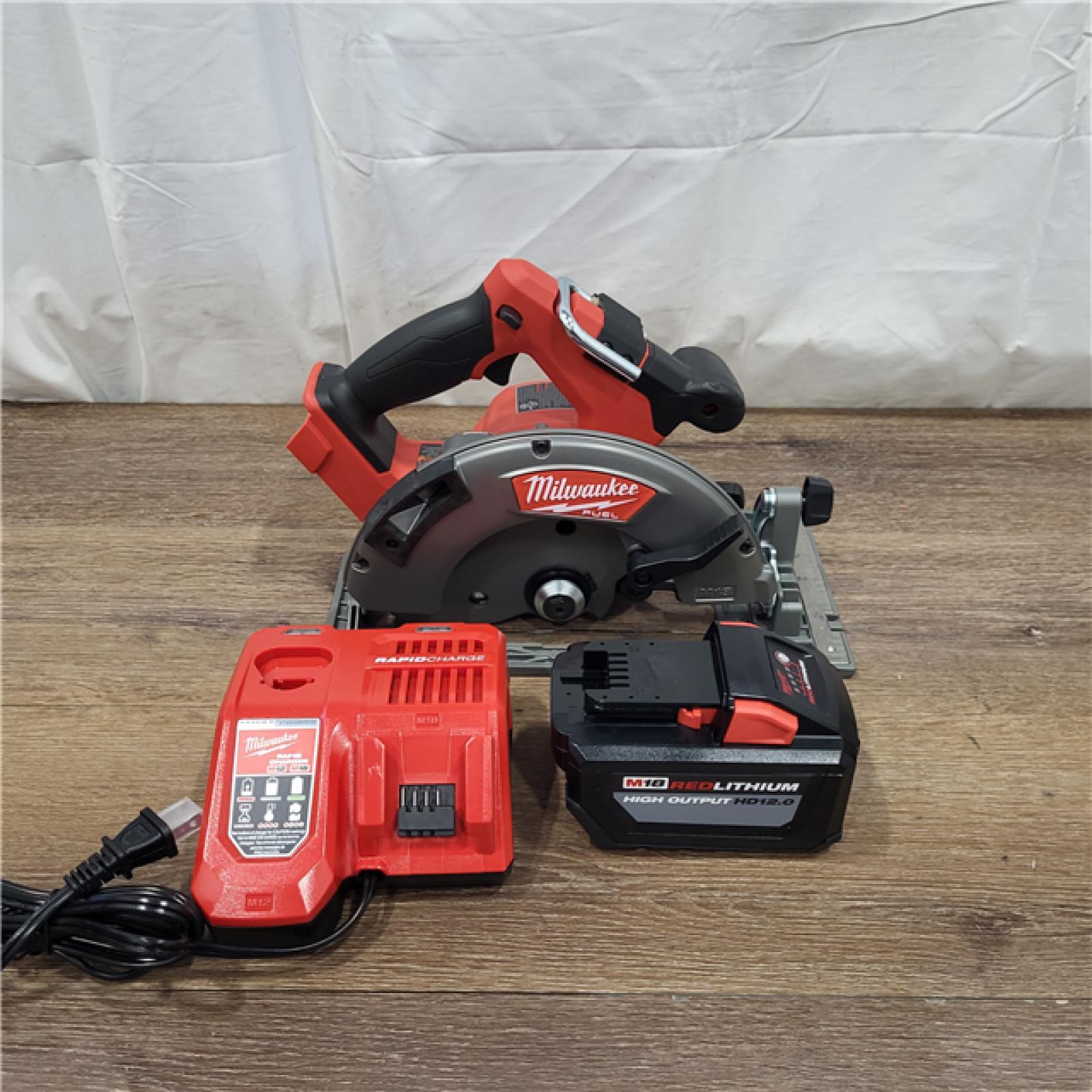 AS-IS M18 FUEL 18V Lithium-Ion Brushless Cordless 7-1/4 in. Circular Saw Kit with One 5.0Ah Battery, Charger, Tool Bag