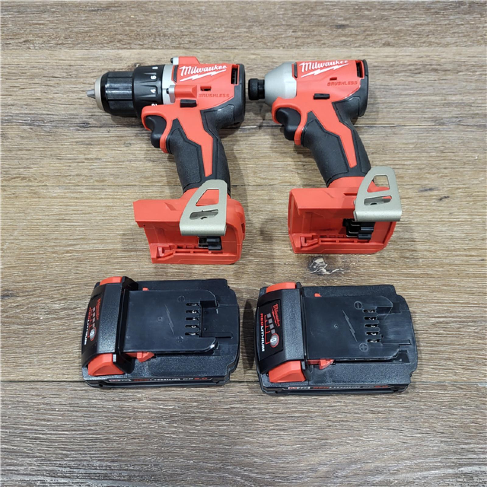 AS-IS M18 18V Lithium-Ion Brushless Cordless Compact Drill/Impact Combo Kit (2-Tool) W/(2) 2.0 Ah Batteries, Charger & Bag