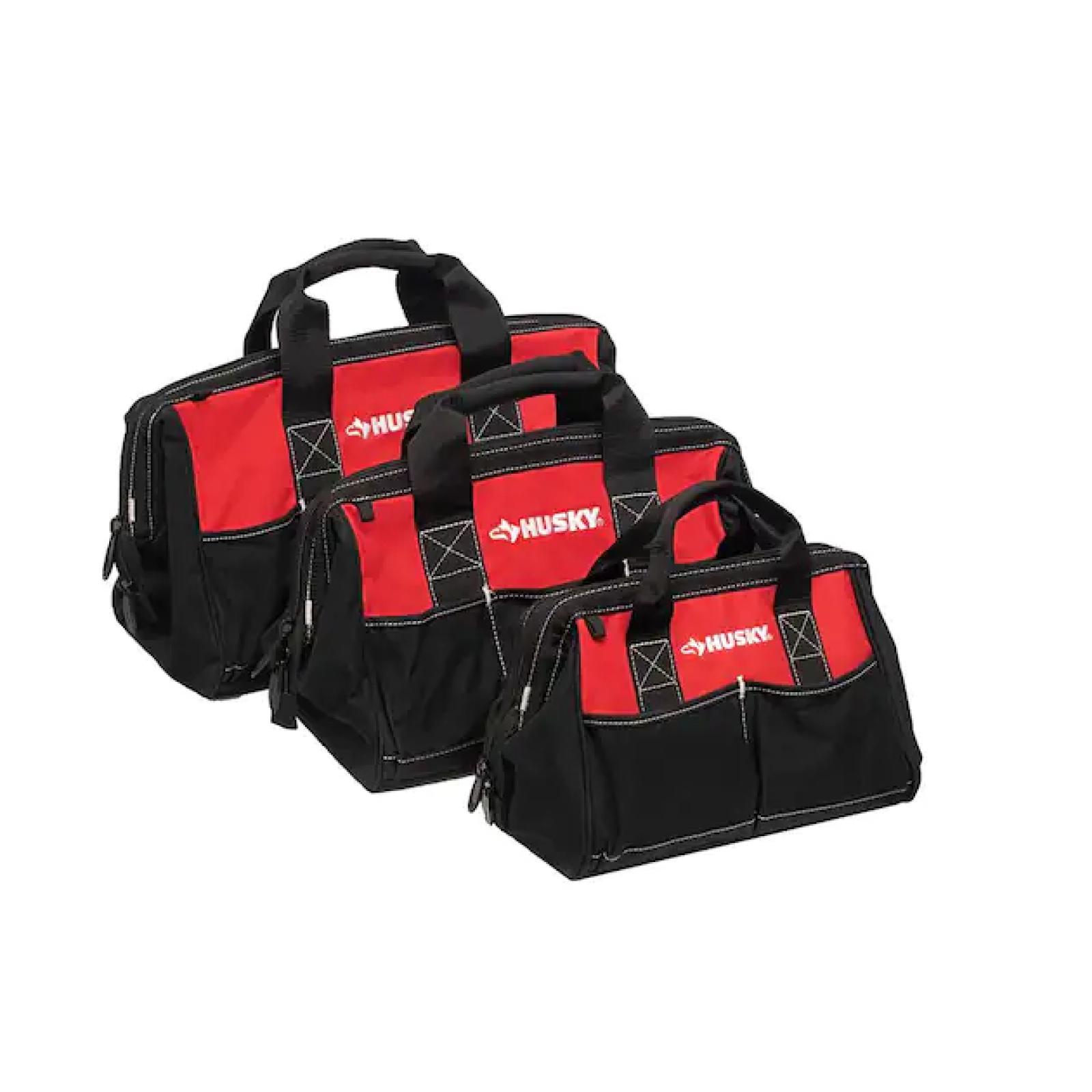 DALLAS LOCATION - Husky 18 in., 15 in. and 12 in. Tool Bag Combo PALLET - (40 UNITS)