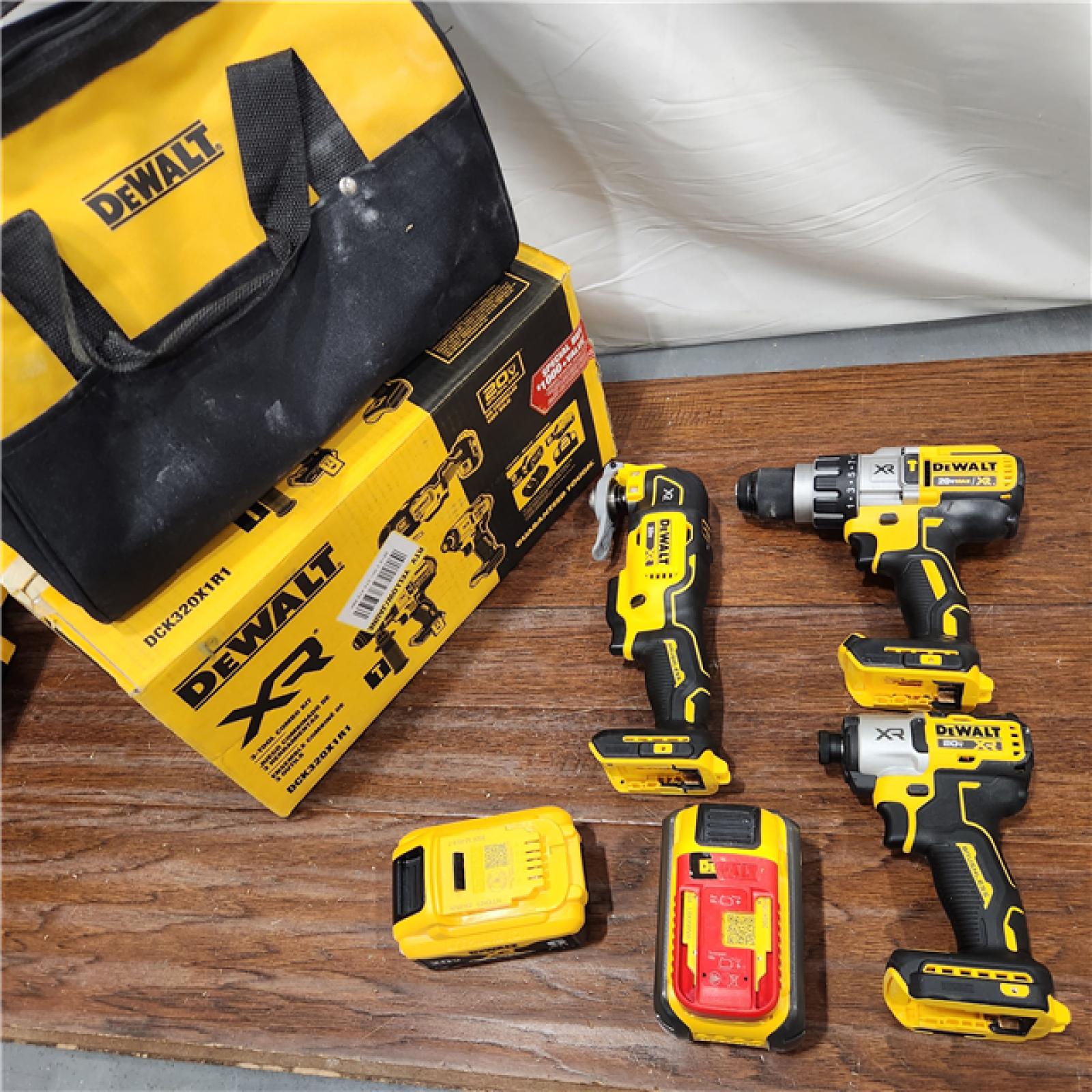 AS-IS DEWALT 20-Volt Lithium-Ion Cordless 3-Tool Combo Kit with FLEXVOLT 9 Ah and 20V 6 Ah Batteries and Charger