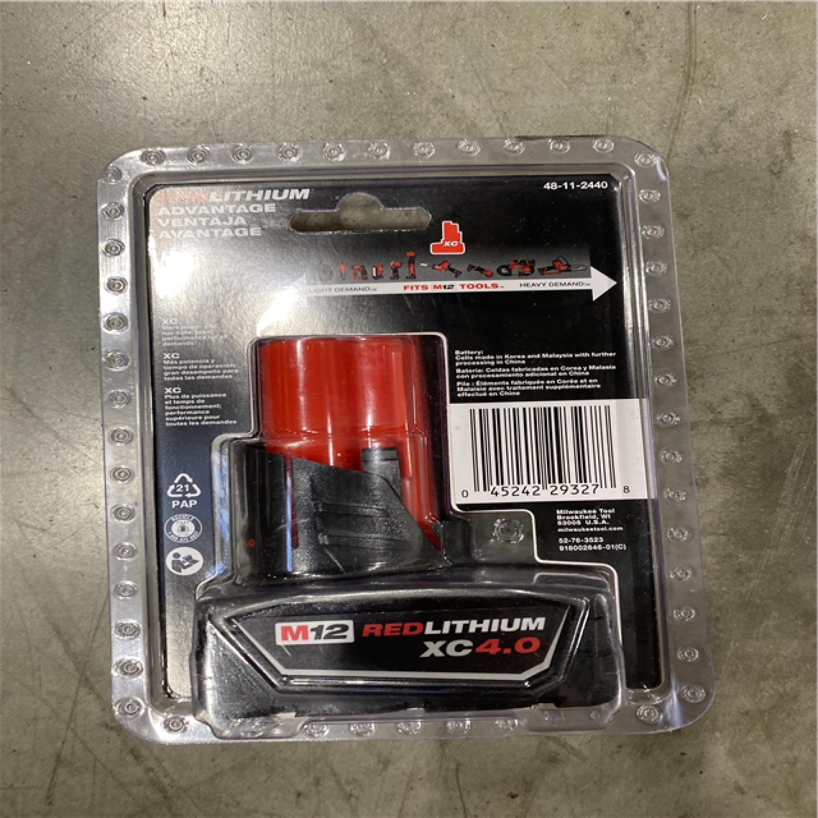 NEW! - Milwaukee M12 12-Volt Lithium-Ion XC Extended Capacity Battery Pack 4.0Ah