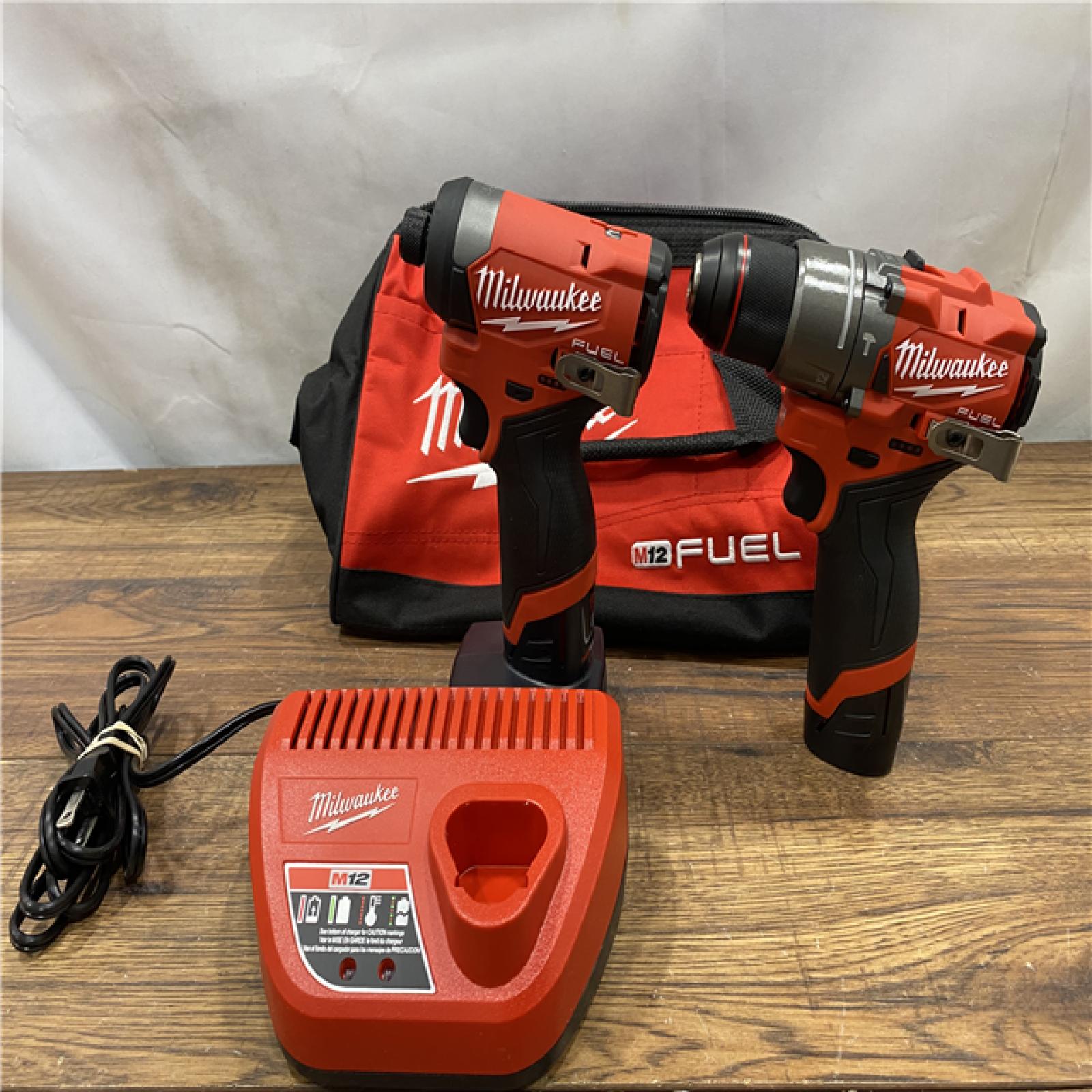 AS IS Milwaukee 3497-22 12V Brushless Hammer Drill and Impact Driver Combo Kit