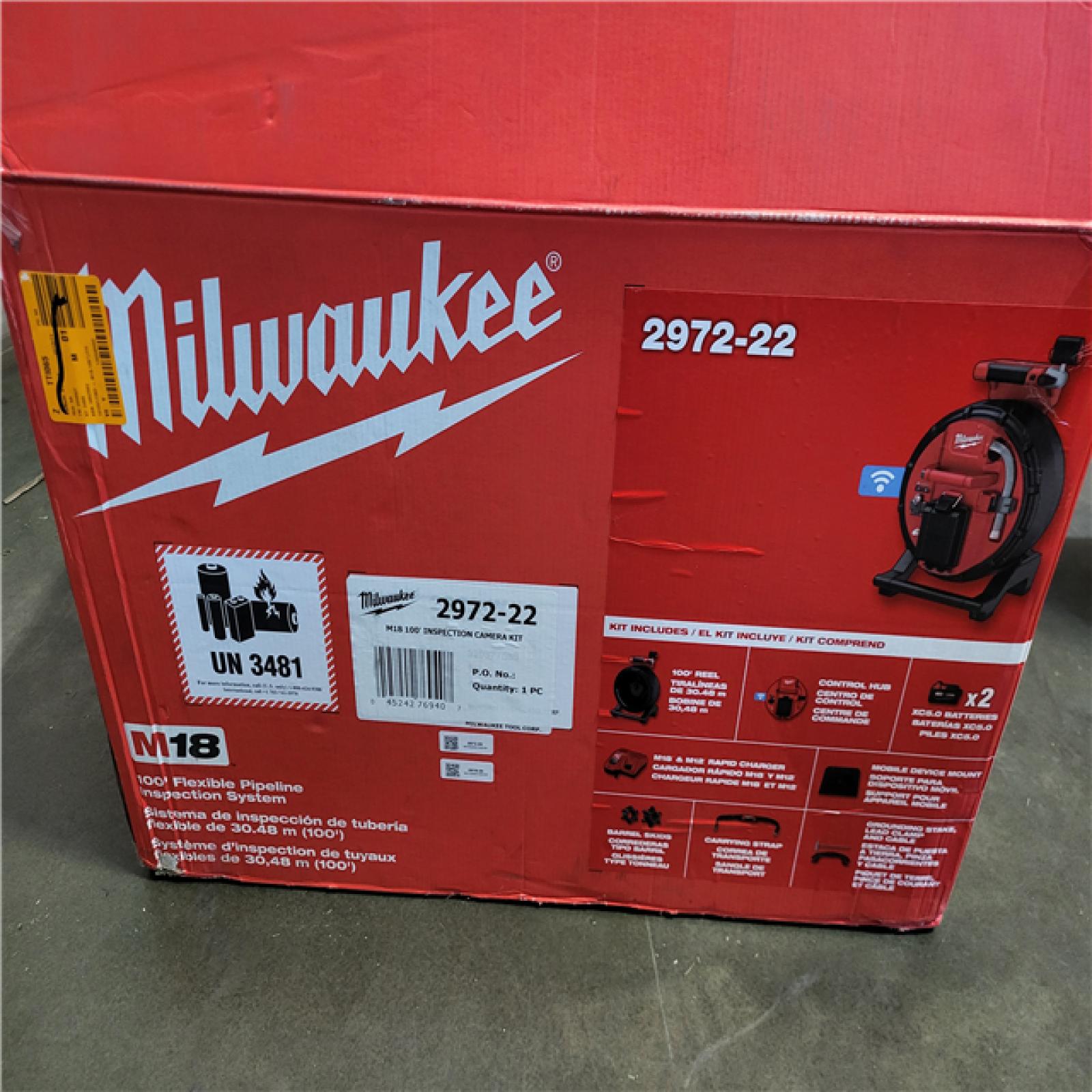 California AS-IS Milwaukee M18 100' Inspection Camera Kit Model #2972-22, includes (2) Batteries & Charger-Appears in Excellent Condition