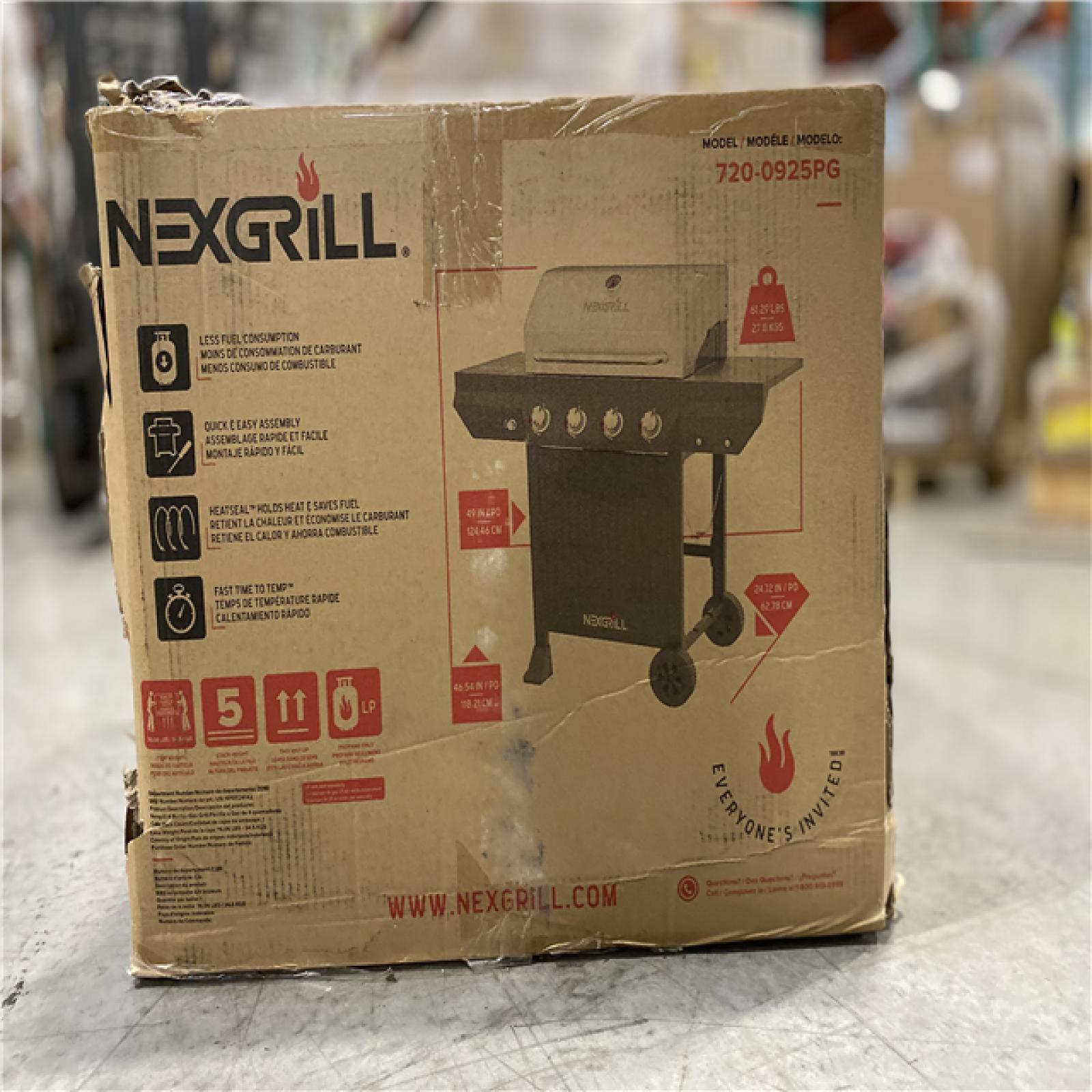 DALLAS LOCATION -Nexgrill 4-Burner Propane Gas Grill in Black with Stainless Steel Main Lid