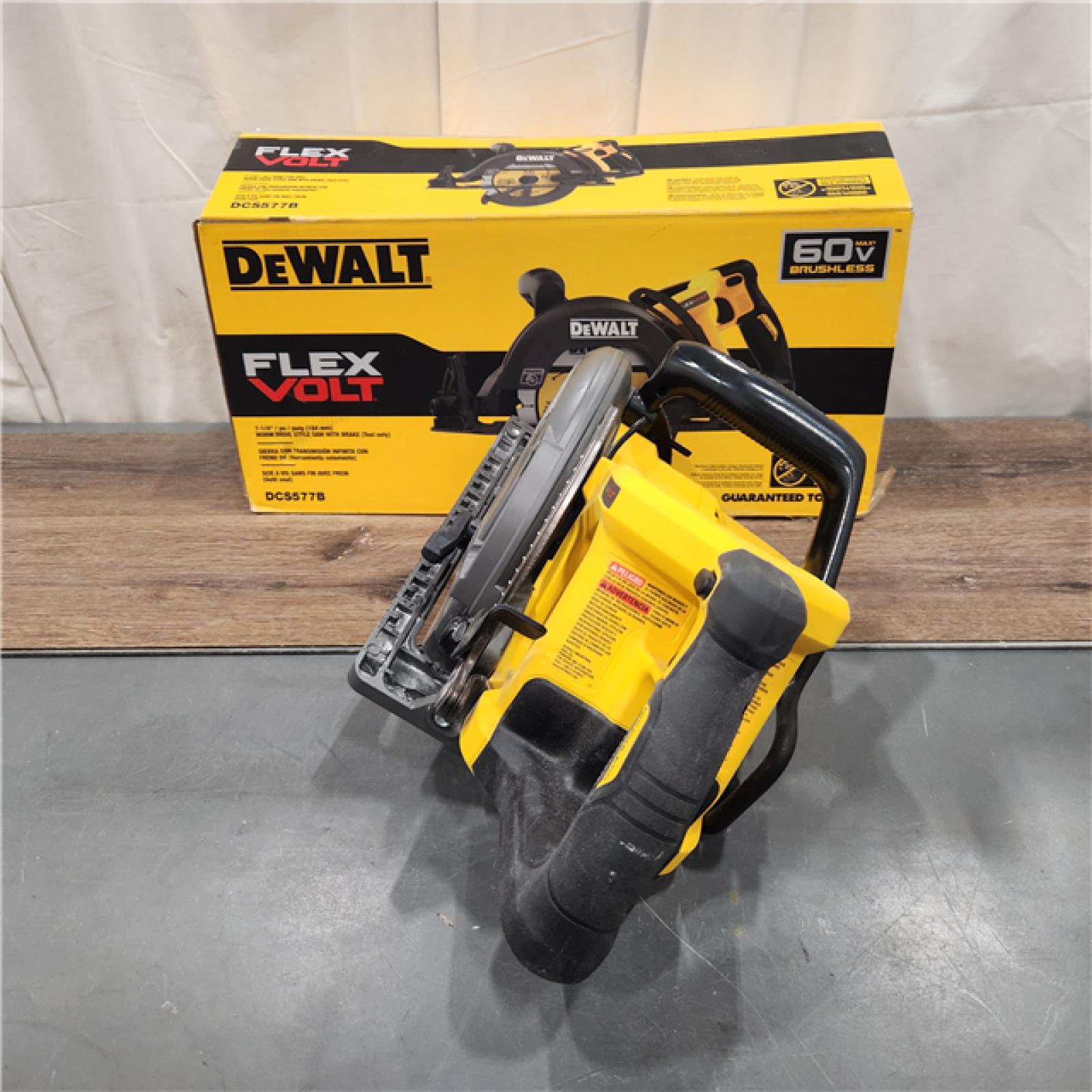 AS IS DEWALT FLEXVOLT 60V MAX Cordless Brushless 7-1/4 in. Wormdrive Style Circular Saw (Tool Only)