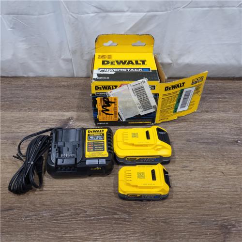 AS-IS DeWalt 20V MAX POWERSTACK DCBP315-2C Lithium-Ion 1.7Ah and 5Ah Battery and Charger Starter Kit 3 Pc