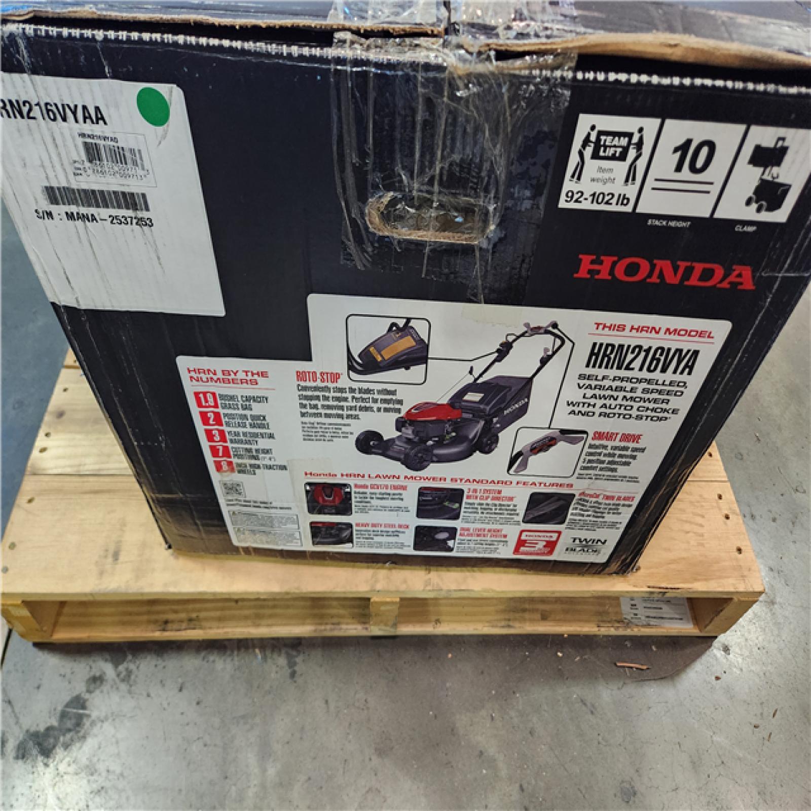 California AS-IS Honda Hrn Self Propelled Variable Speed Lawn Mower W/ Auto Choke