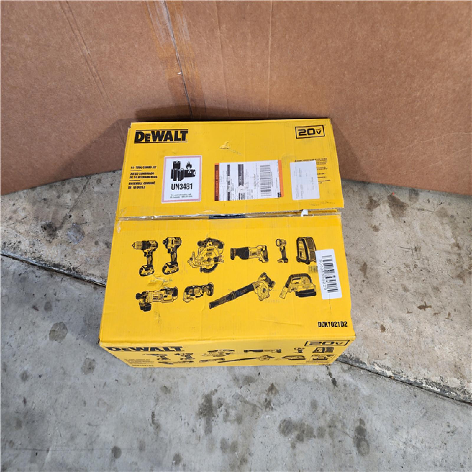 HOUSTON LOCATION - AS-IS (APPEARS LIKE NEW) DEWALT 20-Volt Max Lithium-Ion 10-Tool Cordless Combo Kit with Two 2.0 Ah Batteries, Charger and 2 Bags