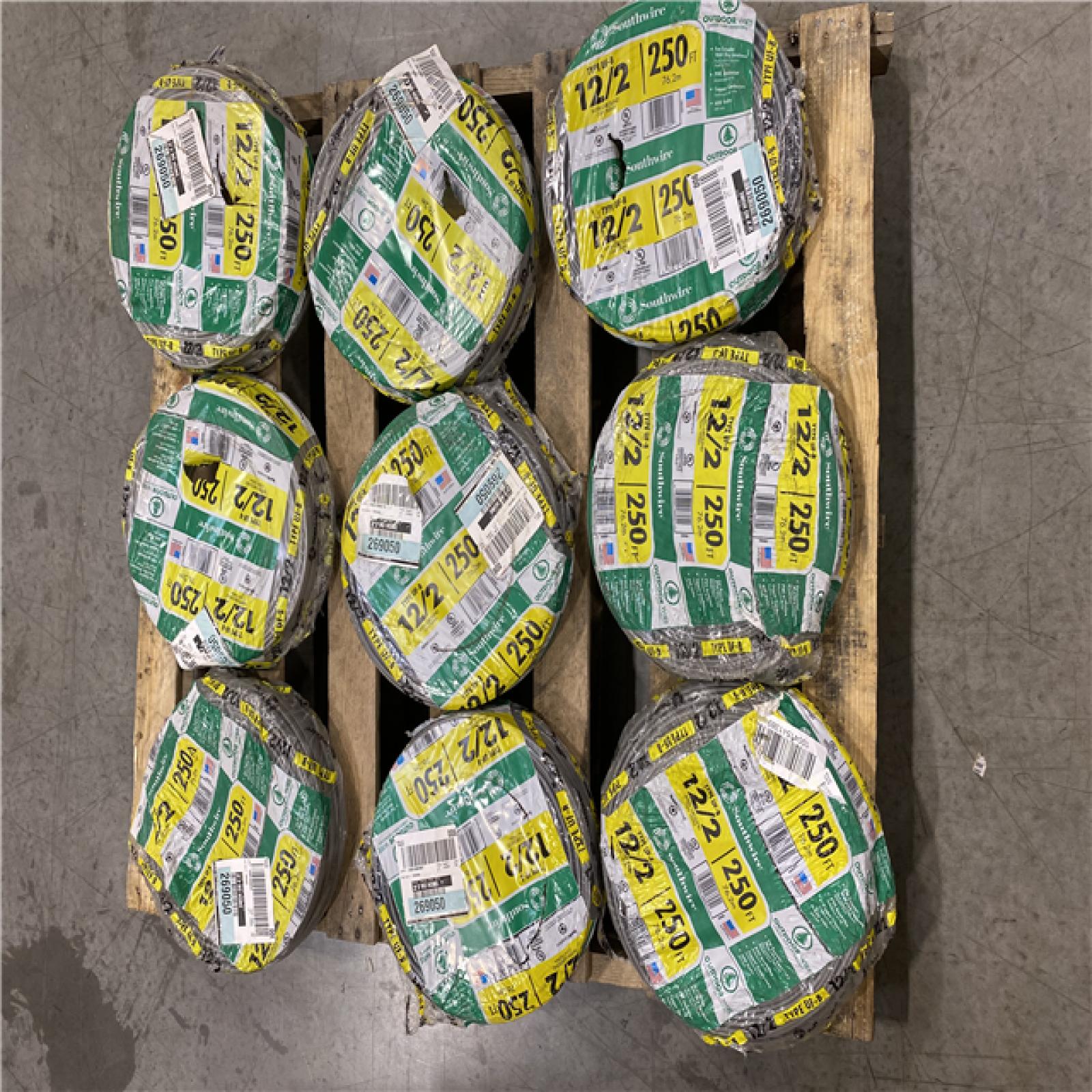 DALLAS LOCATION - Southwire 250 ft. 12/2 Gray Solid CU UF-B W/G Wire PALLET - (9 UNITS)