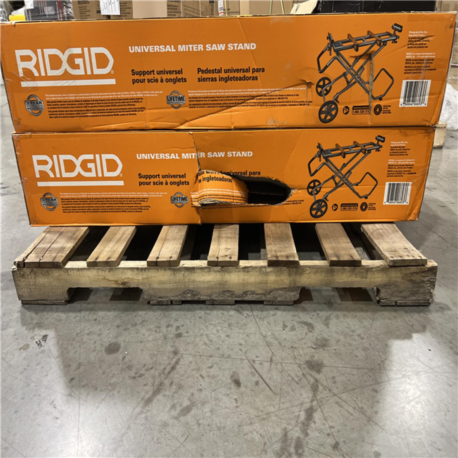 DALLAS LOCATION - RIDGID Foldable Mobile Miter Saw Stand with Mounting Braces PALLET - (2 UNITS)