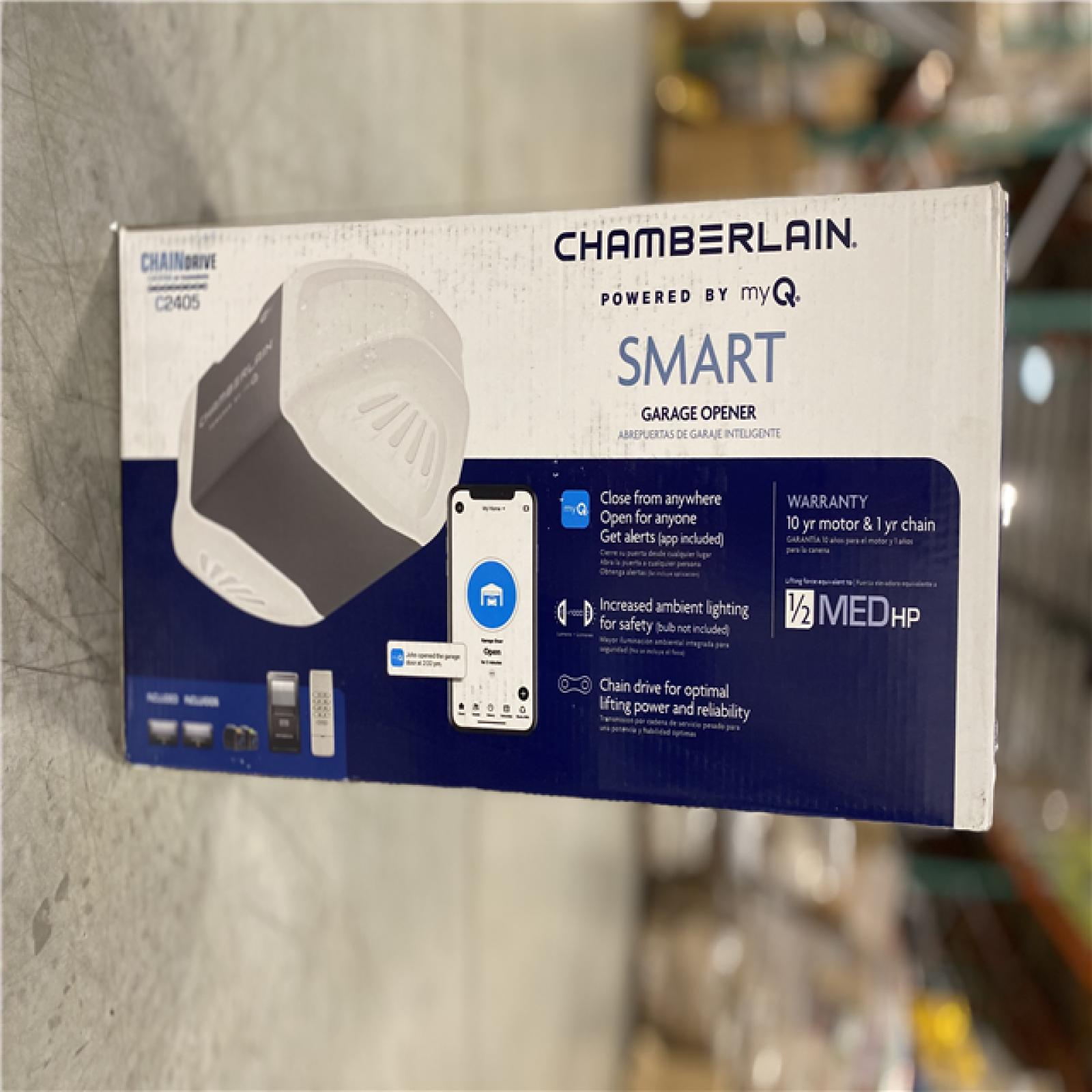 NEW!- Chamberlain 1/2 HP Chain Drive Smart Garage Door Opener