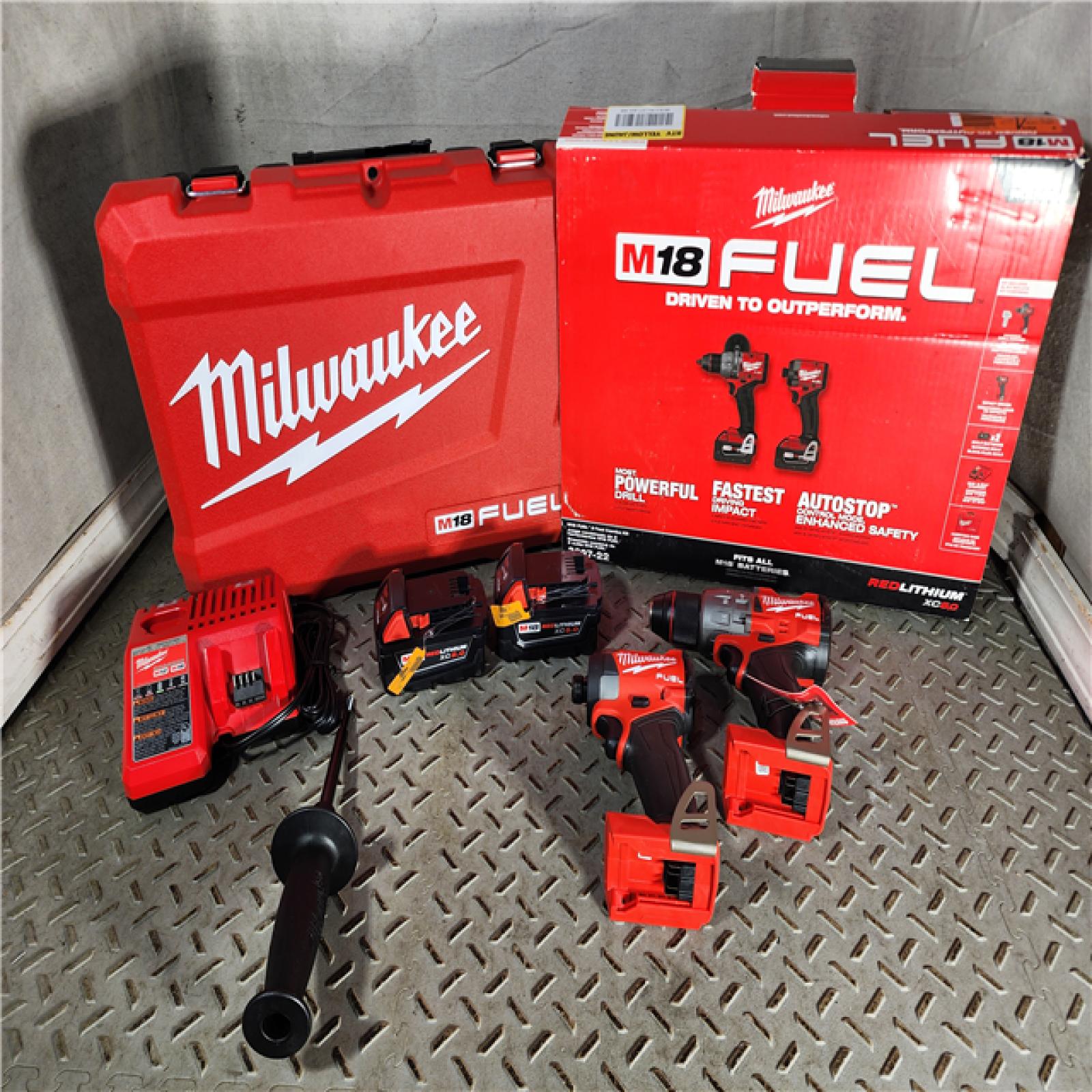 HOUSTON LOCATION - AS-IS (APPEARS LIKE NEW) M18 FUEL 18V Lithium-Ion Brushless Cordless Hammer Drill and Impact Driver Combo Kit (2-Tool) with 2 Batteries