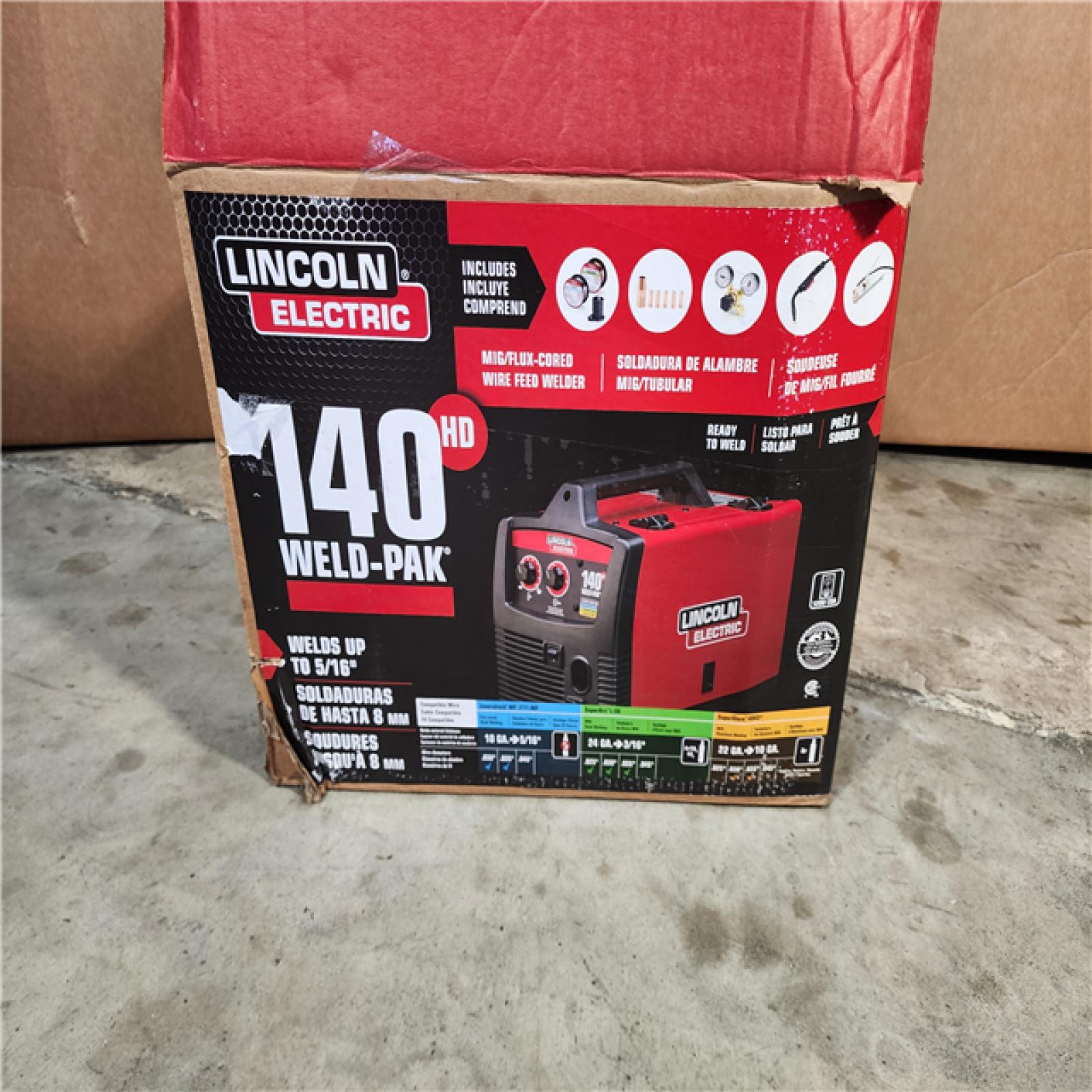 HOUSTON LOCATION - AS-IS Lincoln Electric Single Phase 140 Amp DC 115V Flux-Core & Stick MIG Welder - 90A/19V/20% Duty Cycle, 10.15 Long | Part #K2697-1