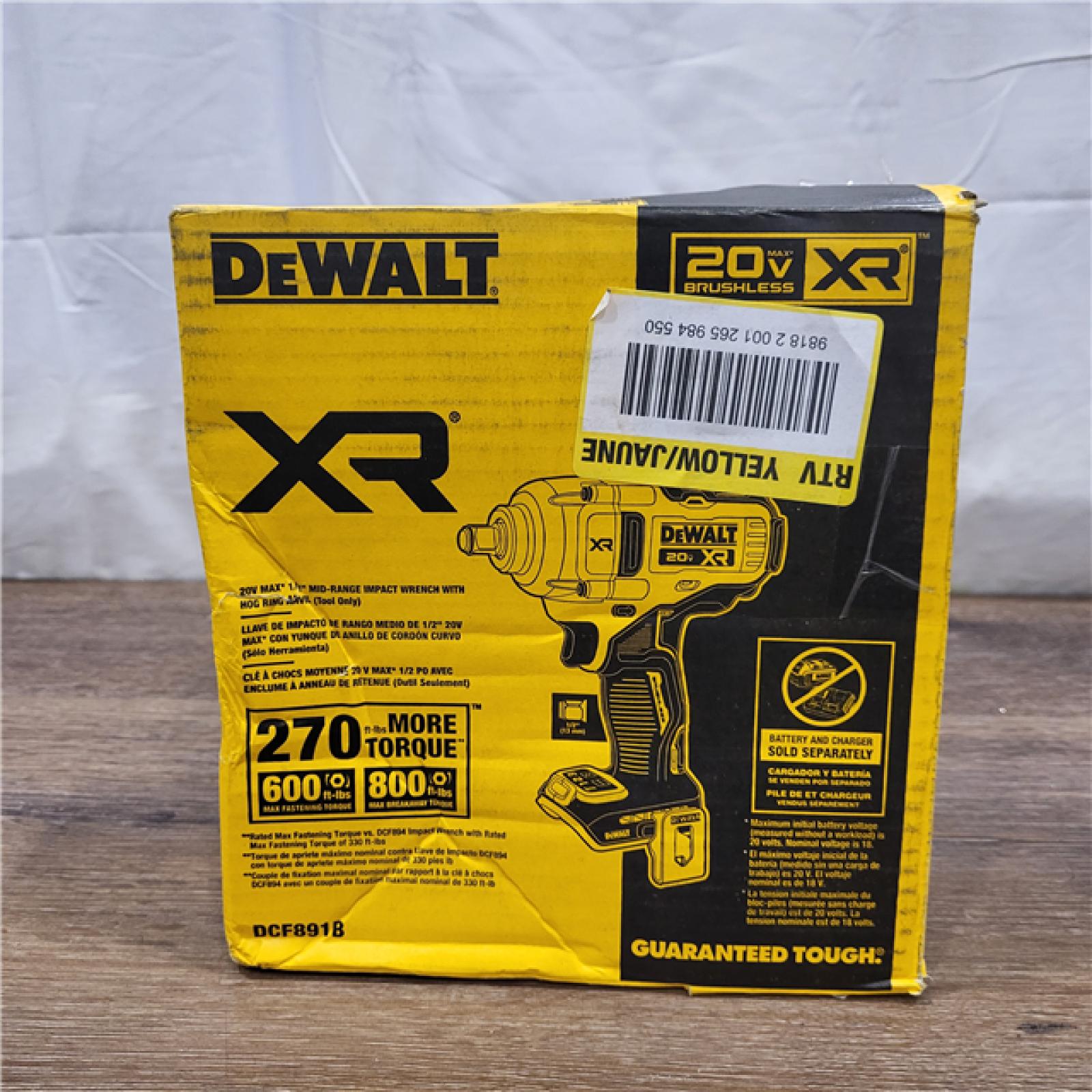 AS-IS DEWALT 20-Volt MAX XR Cordless 1/2 in. Impact Wrench (Tool-Only) (DCF891B)