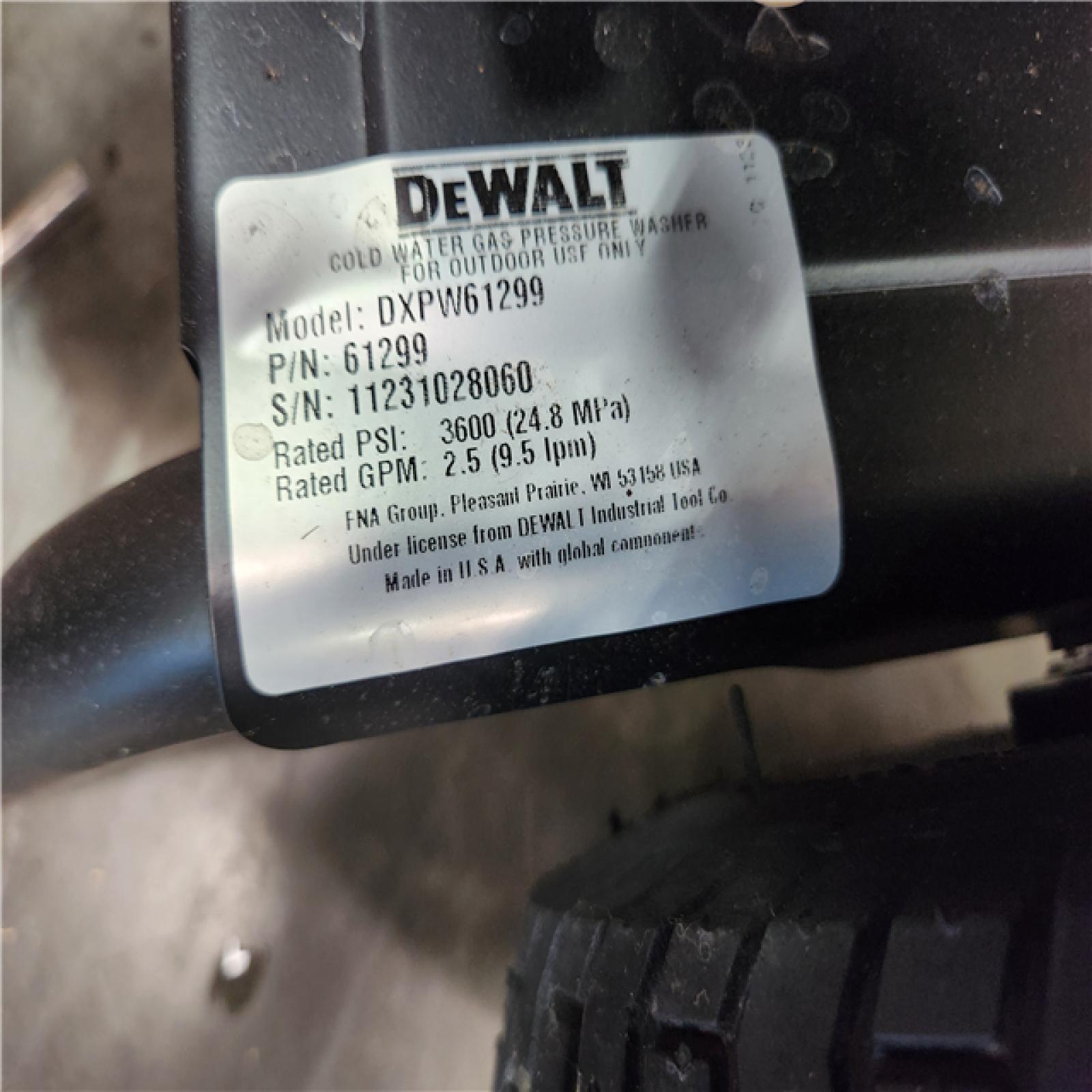 California AS-IS DEWALT 3600 PSI 2.5 GPM Cold Water Gas Professional Pressure Washer with HONDA GX200 Engine