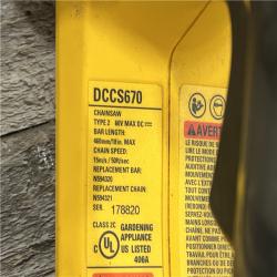 AS-IS DEWALT DCCS670B 16in Chainsaw 60V MAX - Tool Only