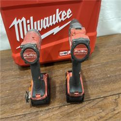 AS-ISMilwaukee M18 FUEL 18V Lithium-Ion Brushless Cordless Hammer Drill and Impact Driver Combo Kit (2-Tool) with 2 Batteries