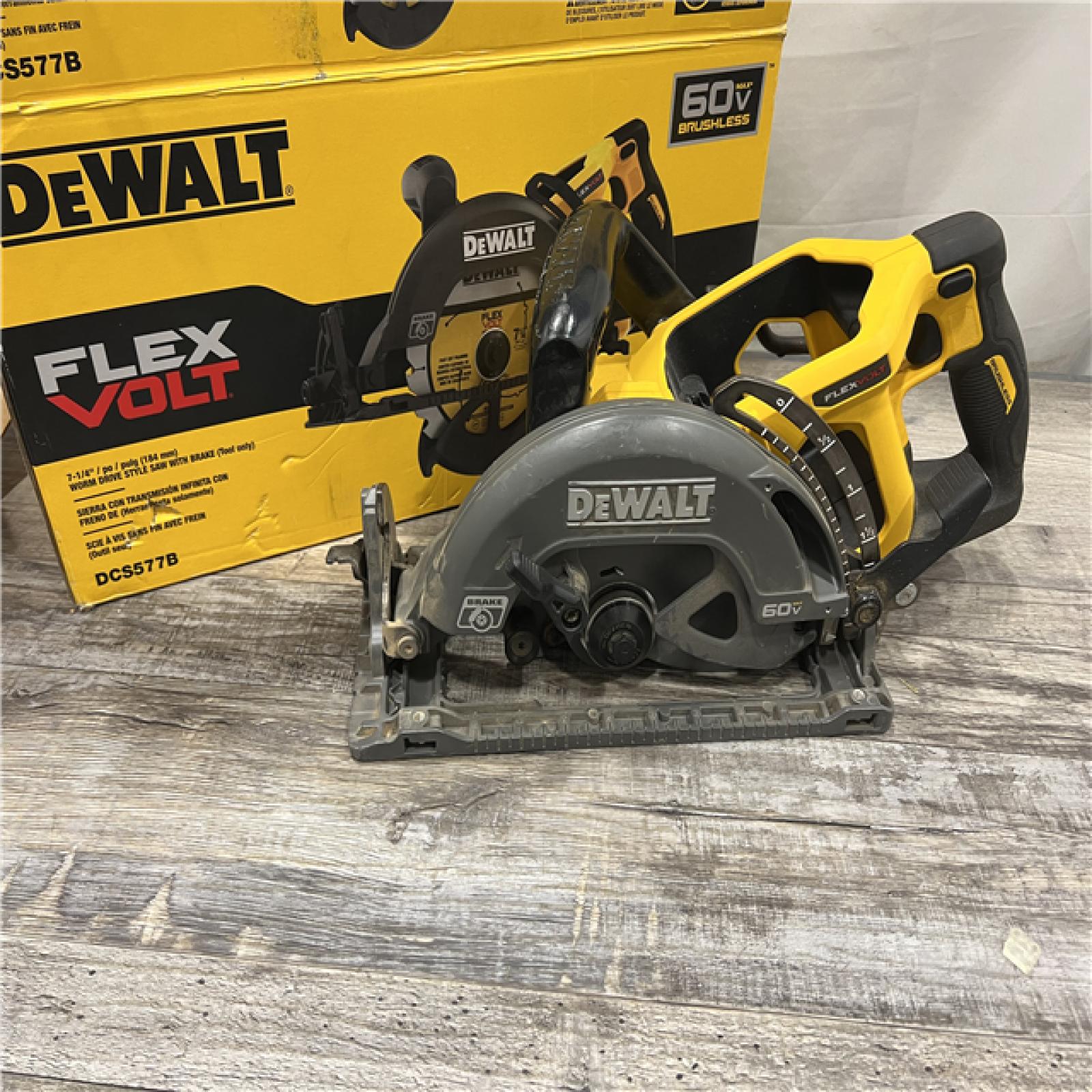 AS-IS DEWALT FLEXVOLT 60V MAX Cordless Brushless 7-1/4 in. Wormdrive Style Circular Saw (Tool Only)