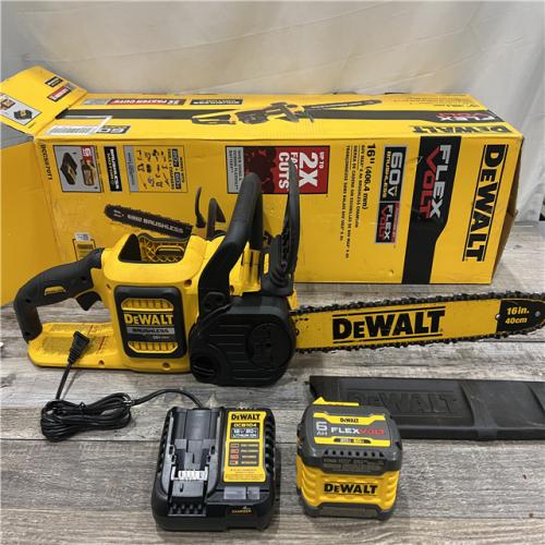 AS-IS DEWALT  FLEXVOLT 60V MAX 16in. Brushless Cordless Battery Powered Chainsaw Kit with (1) FLEXVOLT 2 Ah Battery & Charger