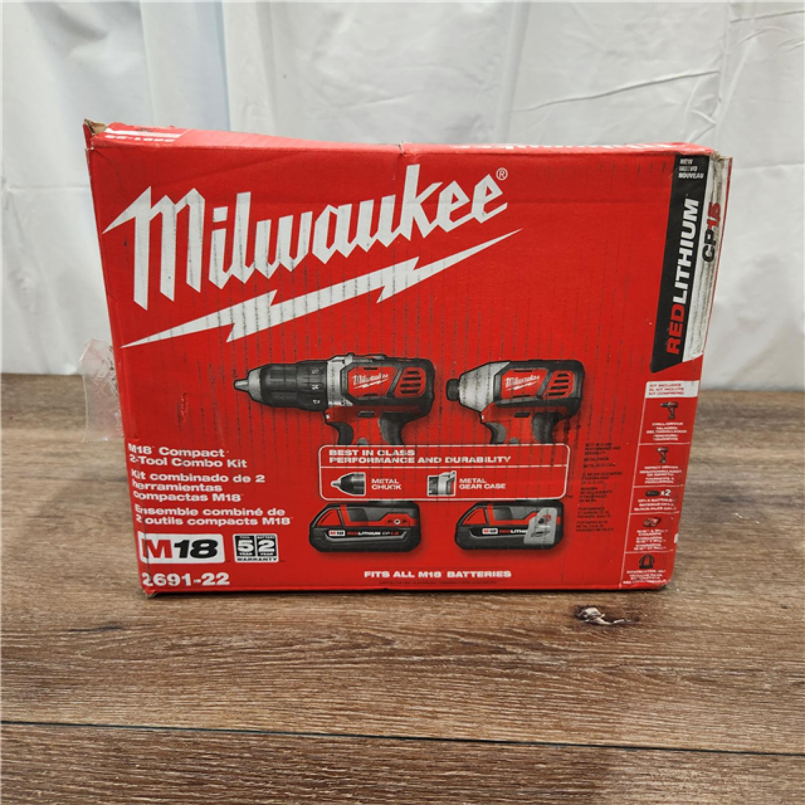 AS-IS Milwaukee M18 18V Cordless Brushed 2 Tool Drill/Driver and Impact Driver Kit