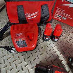 HOUSTON LOCATION - AS-IS (APPEARS LIKE NEW) M12 12V Lithium-Ion Cordless Drill Driver/Impact Driver Combo Kit with Two 1.5Ah Batteries, Charger and Bag (2-Tool)