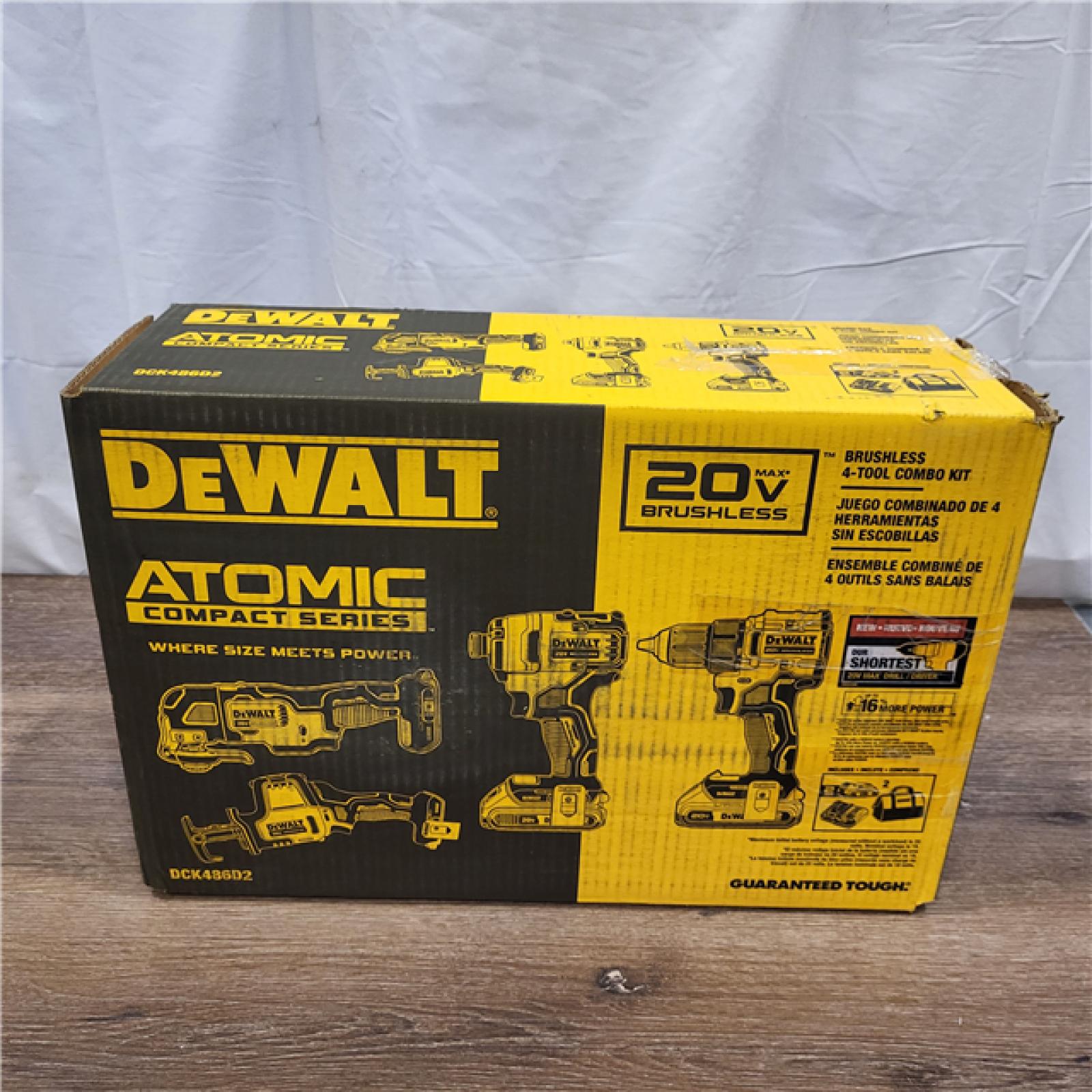 AS-IS DeWalt 20V MAX ATOMIC Cordless Brushless 4 Tool Combo Kit