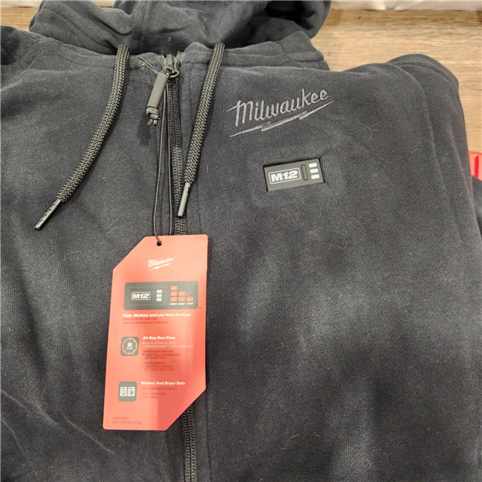 AS-IS Milwaukee M12 12-Volt Lithium-Ion Cordless Black Heated Jacket Hoodie Kit (Large)