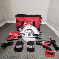 HOUSTON Location-AS-IS-Milwaukee 2992-22 18V M18 Lithium-Ion Brushless Cordless 2-Tool Combo Kit with 1/2 Hammer Drill/Driver and 7-1/4 Circular Saw 4.0 Ah APPEARS IN NEW Condition