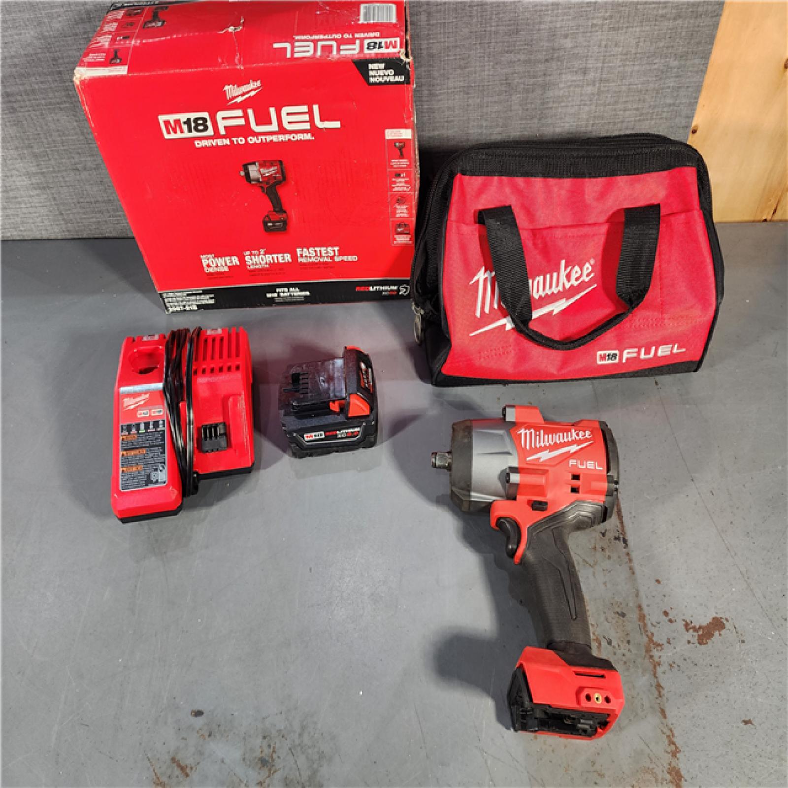 HOUSTON LOCATION - AS-IS Milwaukee M18 1/2 in. Cordless Brushless High Torque Impact Wrench Kit (Battery & Charger)