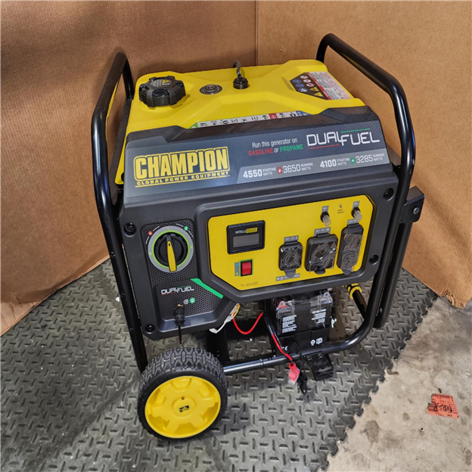 HOUSTON LOCATION - AS-IS Champion Power Equipment 4550/3650-Watt Electric Start Gas and Propane Dual Fuel Powered RV Ready Portable Generator