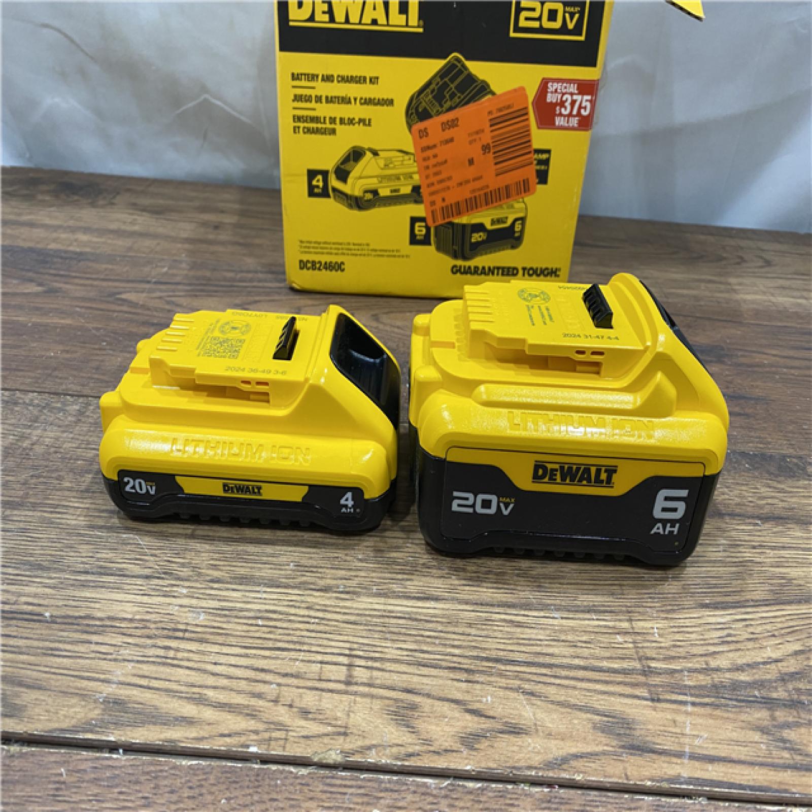 AS IS DEWALT 20V MAX Lithium-Ion 6.0Ah and 4.0Ah Battery and Charger Starter Kit